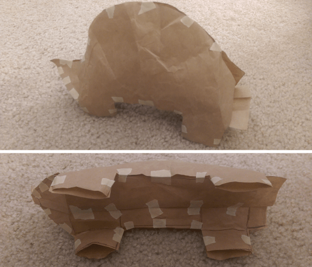 Assembling a paper model made out of my stencils. Looks to be about right, we'll hope for the best.