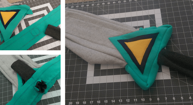 Assembling the hilt. Proper patient pinning prevents puckering.