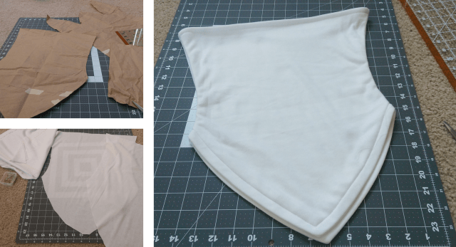 Preliminary assembly of the undershirt. Would not recommend shaping the top as I did...