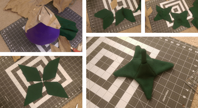 Making the leaf hat.